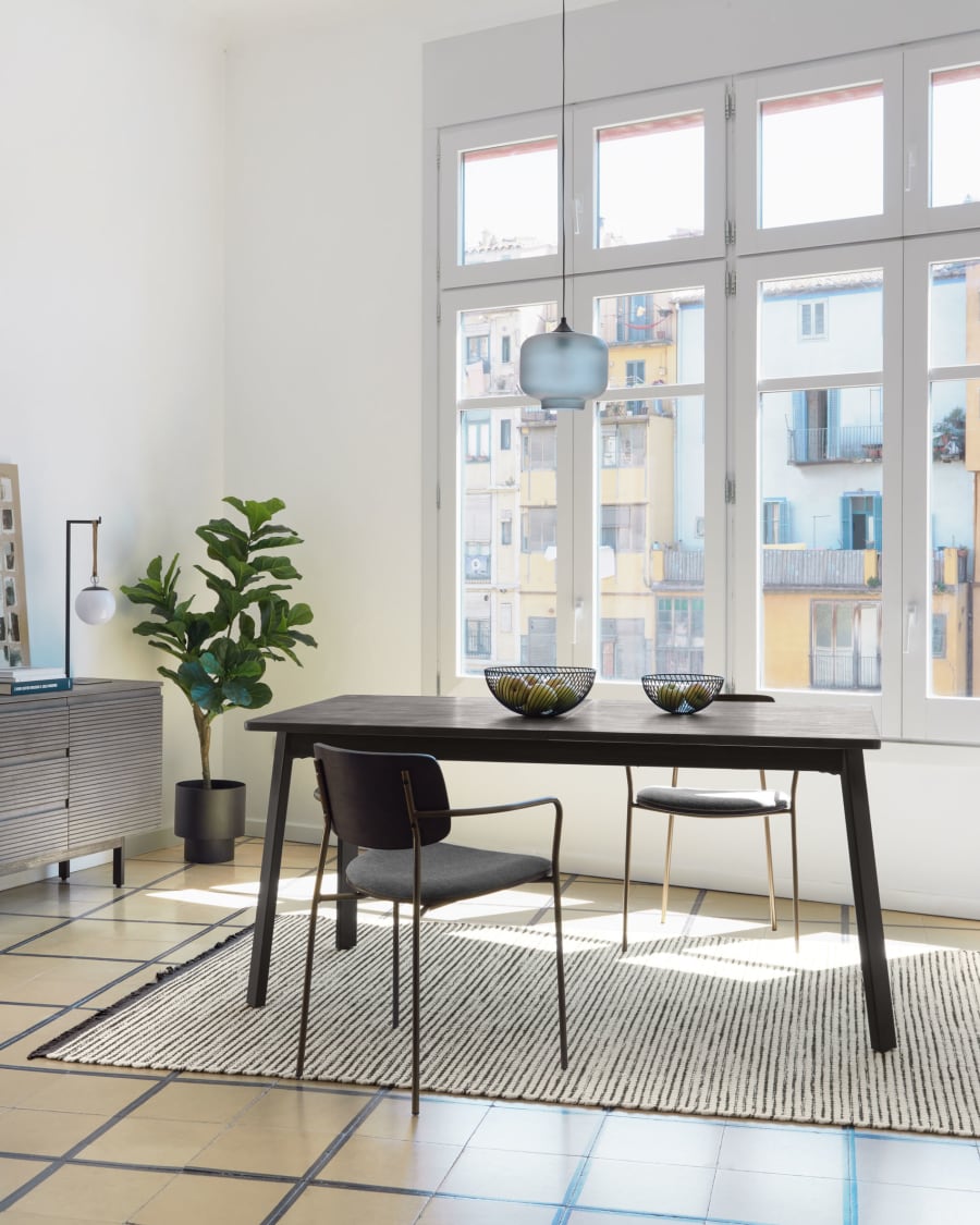 Grey Indiann extendable table in solid acacia wood 160 (220) x 75 cm