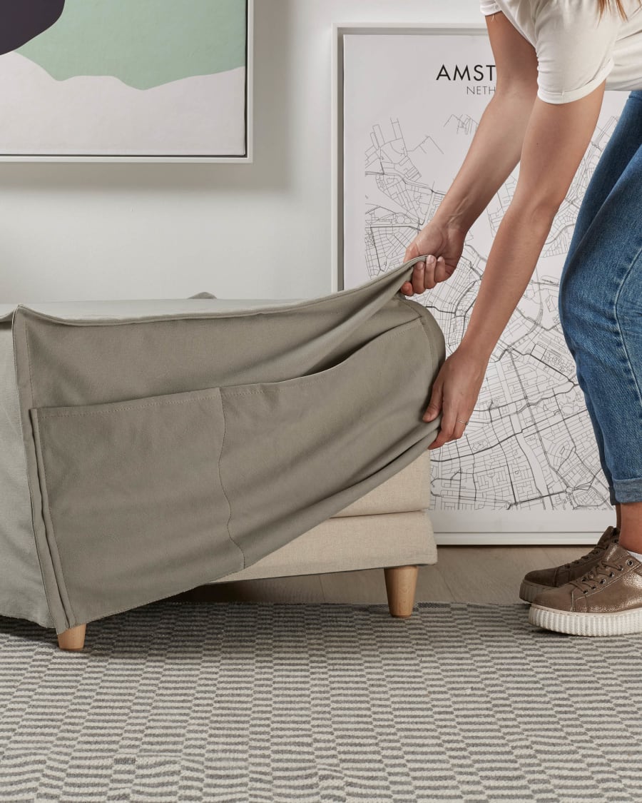 Beige Lizzie pouf 70 x 60 (180) cm
