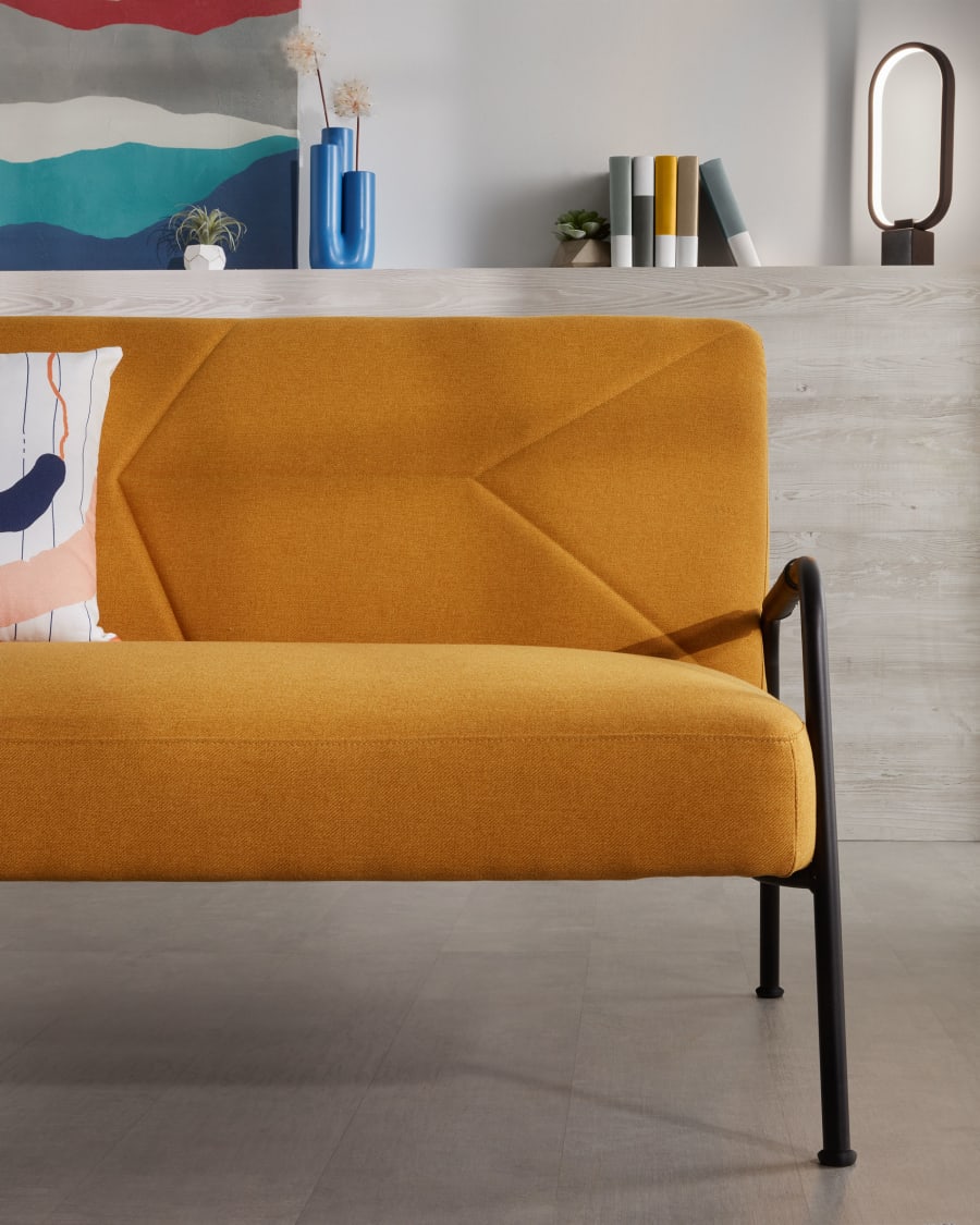 Neiela three seater sofa bed in mustard yellow, 180 cm