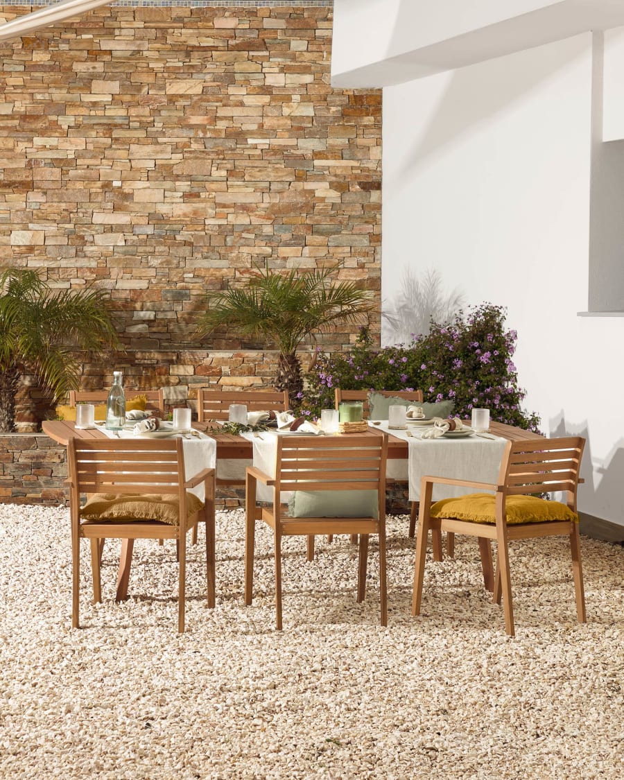 Hanzel extendable garden table in solid eucalyptus, 183 (240) x 100 cm FSC 100%