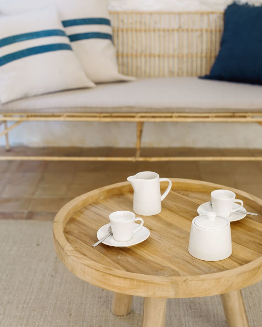 Glenda round solid teak wood coffee table, Ø 55 cm