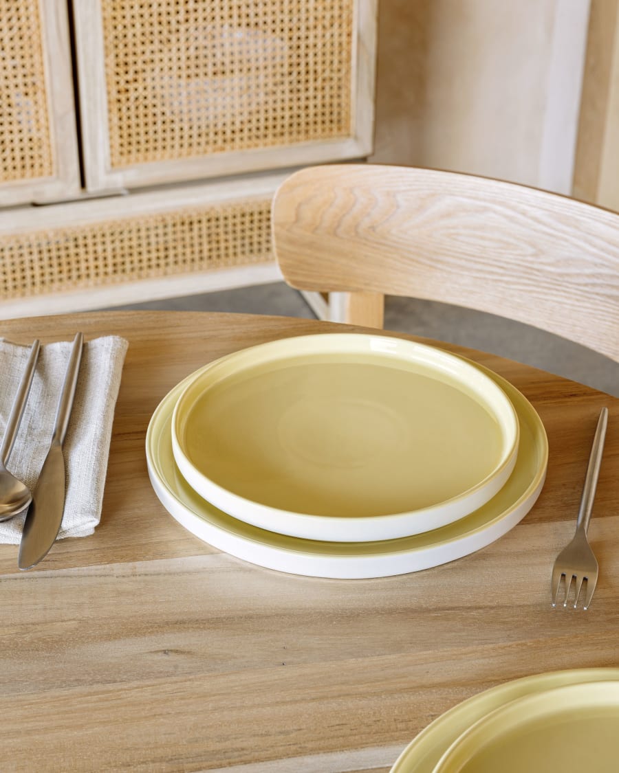 Midori ceramic dessert plate in yellow