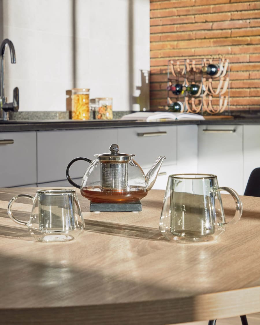 Dolis transparent and grey glass teapot