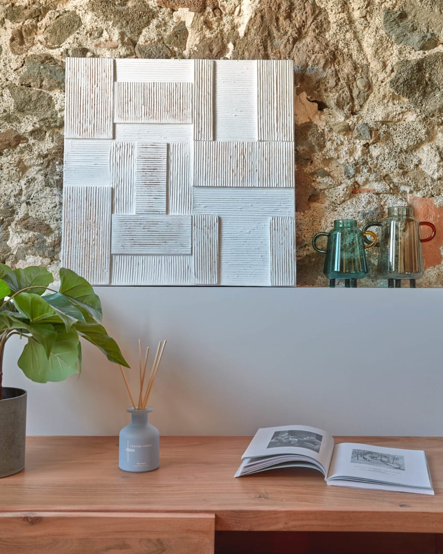 Alvida picture with white and gold rectangles 50 x 50 cm