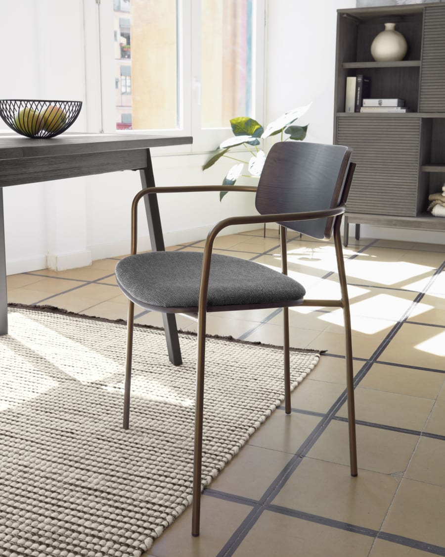 Χαλί Grendha, μαλλί και βαμβάκι, μαύρο και άσπρο, 160 x 230 εκ