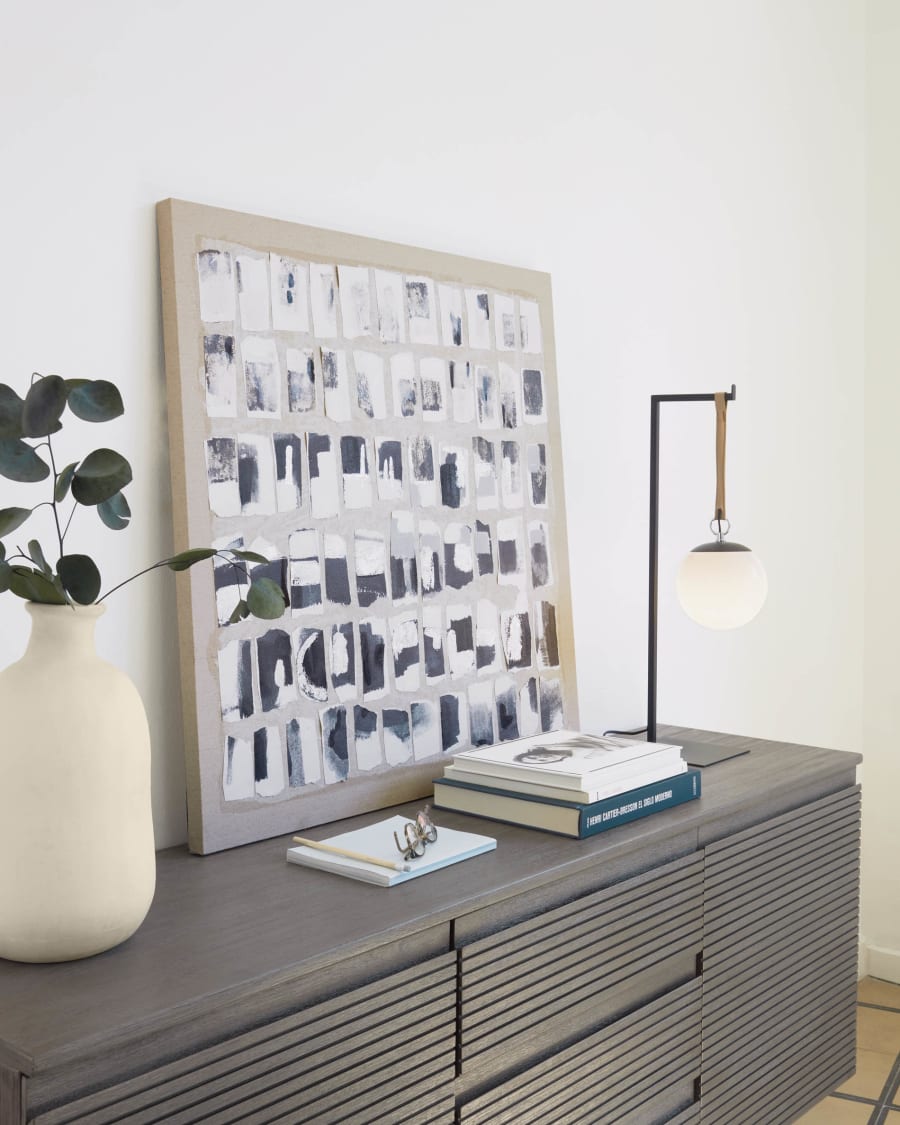 Monteiro steel and leather table lamp