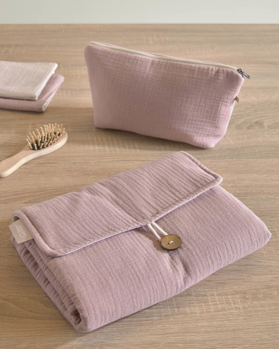 Αλλαξιέρα ταξιδιού Jeila, 100% οργανικό βαμβάκι (GOTS), ροζ