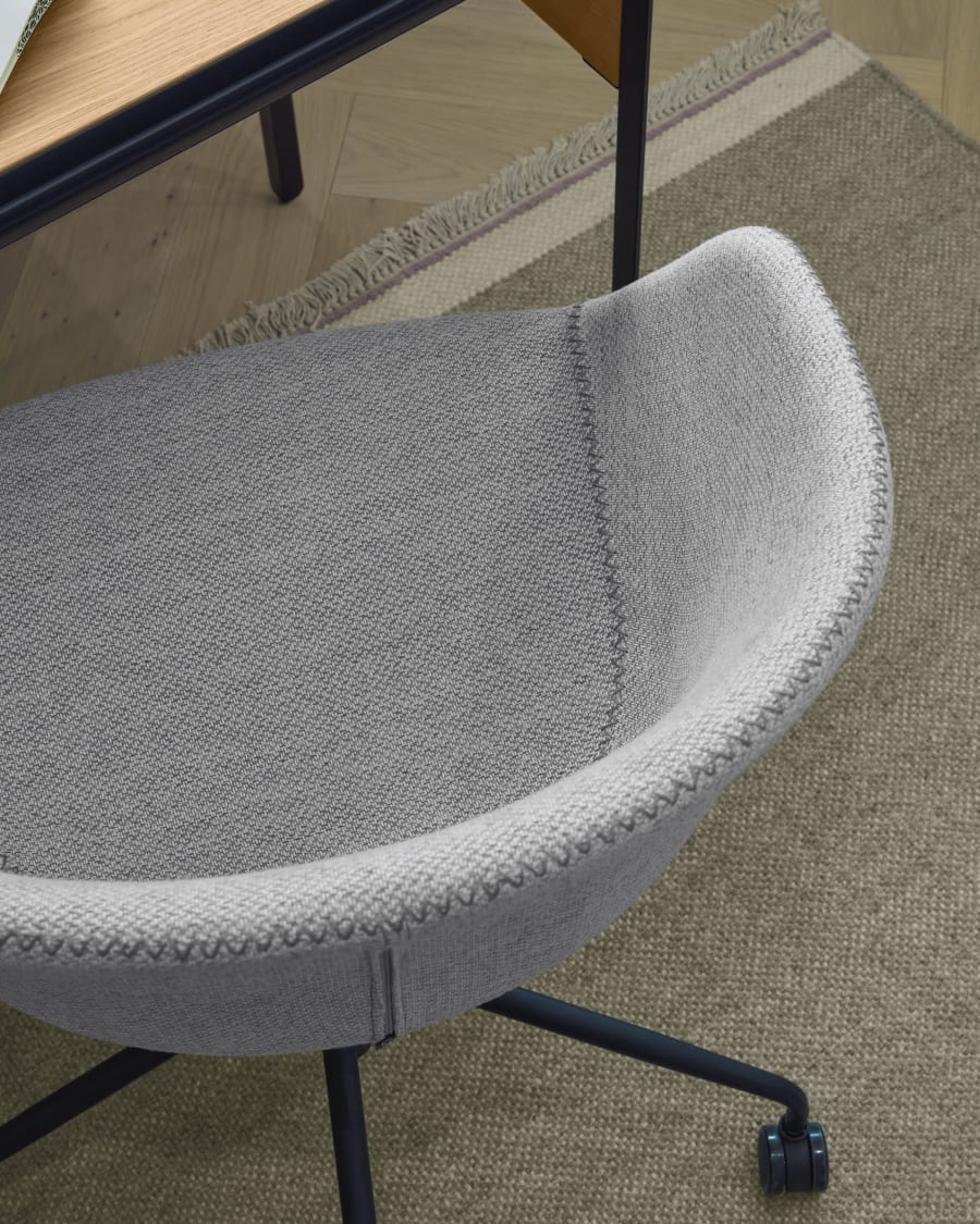 Yvette light grey office chair with steel legs in a black finish