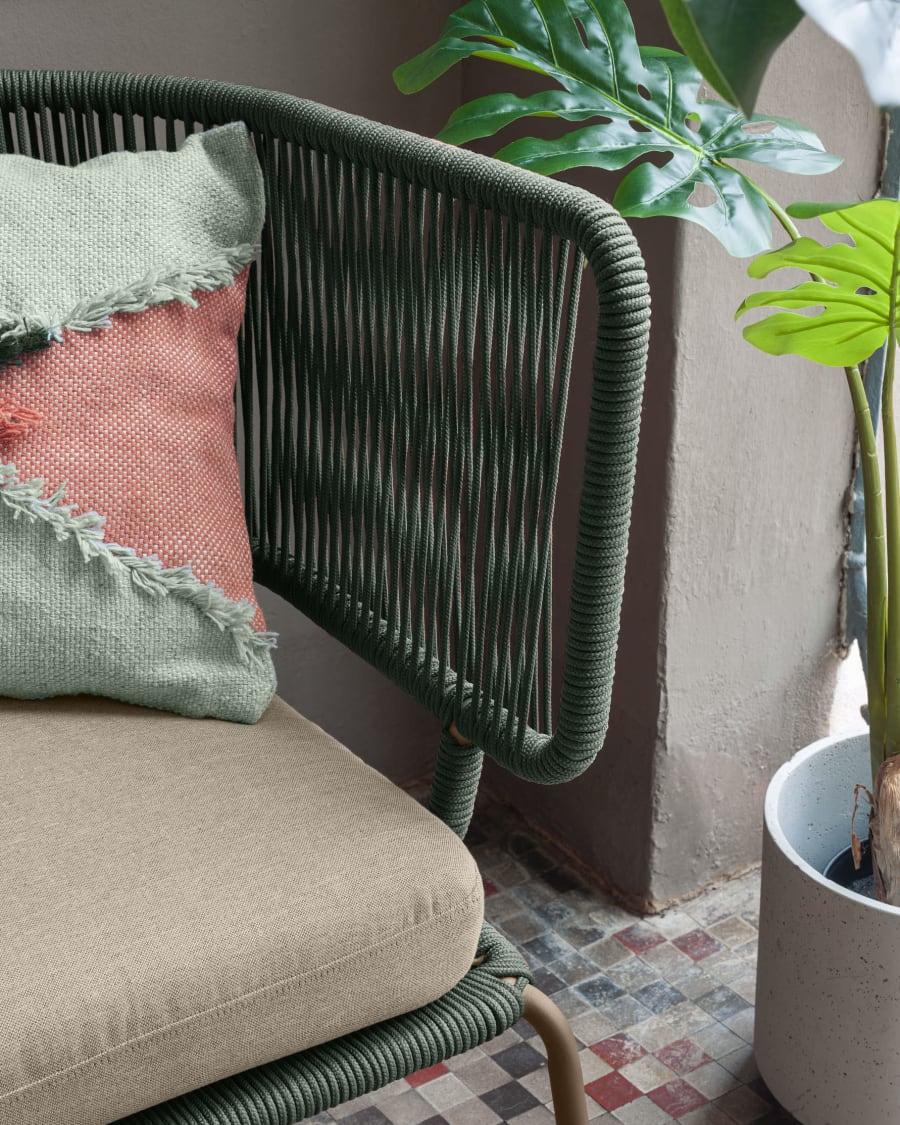 Nadin 2 seater sofa in green cord with galvanised steel legs, 135 cm