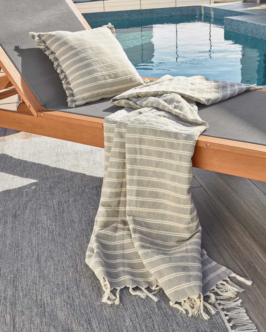 Caterin solid eucalyptus wood outdoor sun lounger in grey, FSC 100%