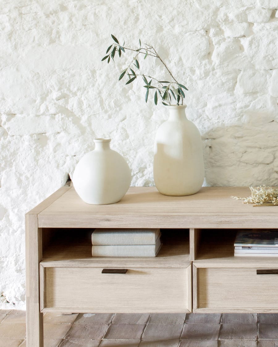 Caetana white ceramic vase, 22 cm