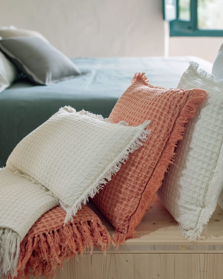 Shallow 100% cotton cushion cover in orange 45 x 45 cm