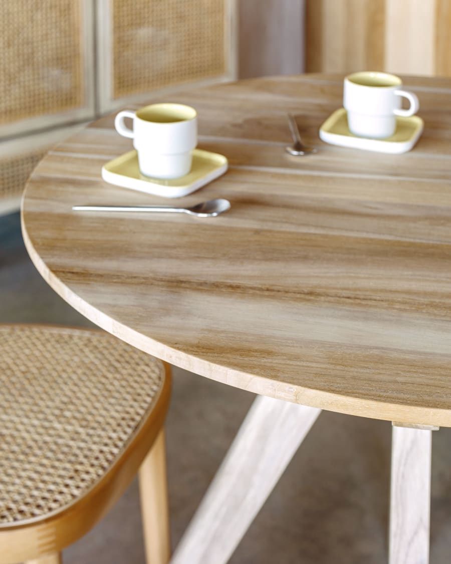 Maial round solid teak wood table, 90 cm