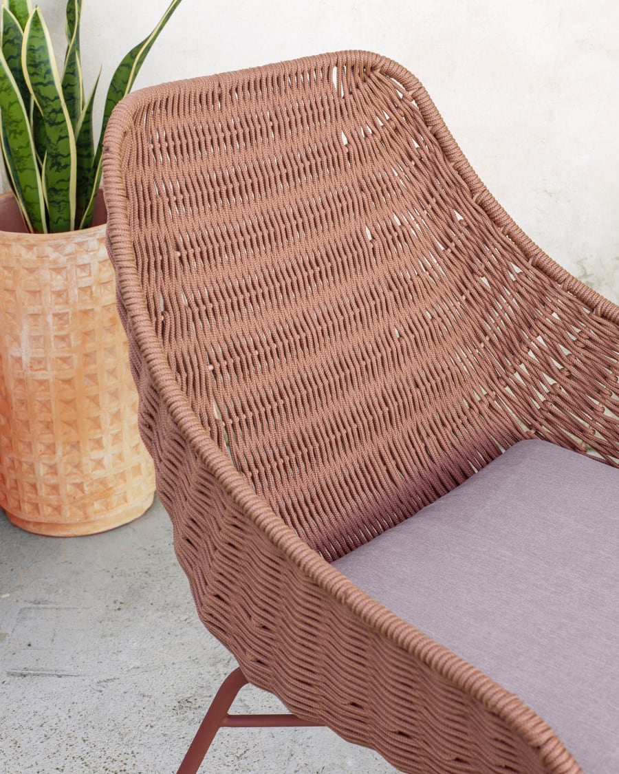 Abeli terracotta cord armchair with galvanised steel legs.