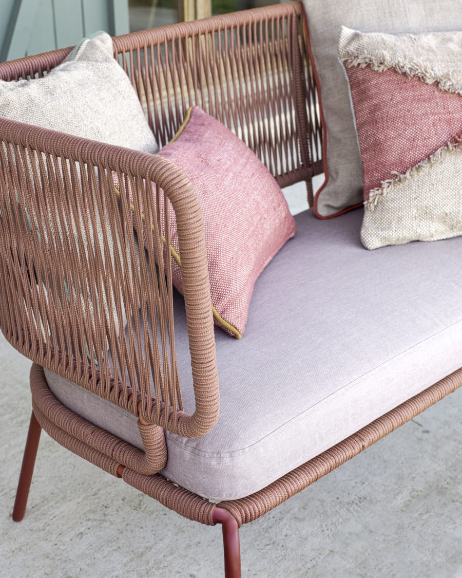 Nadin 2 seater sofa in terracotta cord with galvanised steel legs, 135 cm