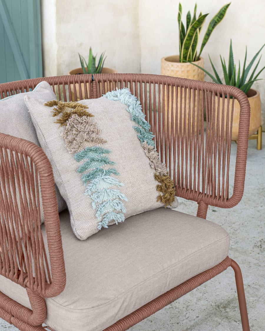 Nadin armchair in terracotta cord galvanised steel legs