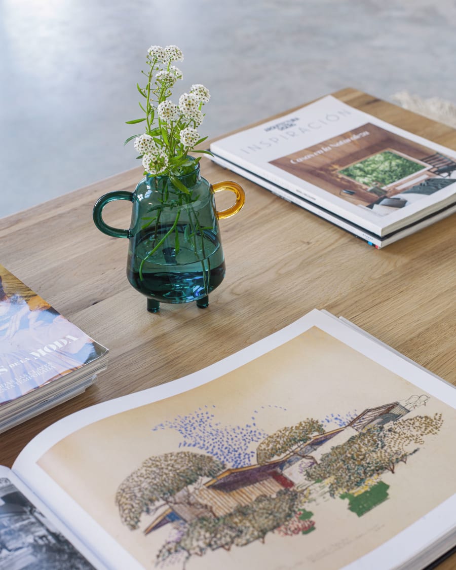 Γυάλινο βάζο Iarena 14,5 εκ, τυρκουάζ και πολύχρωμο