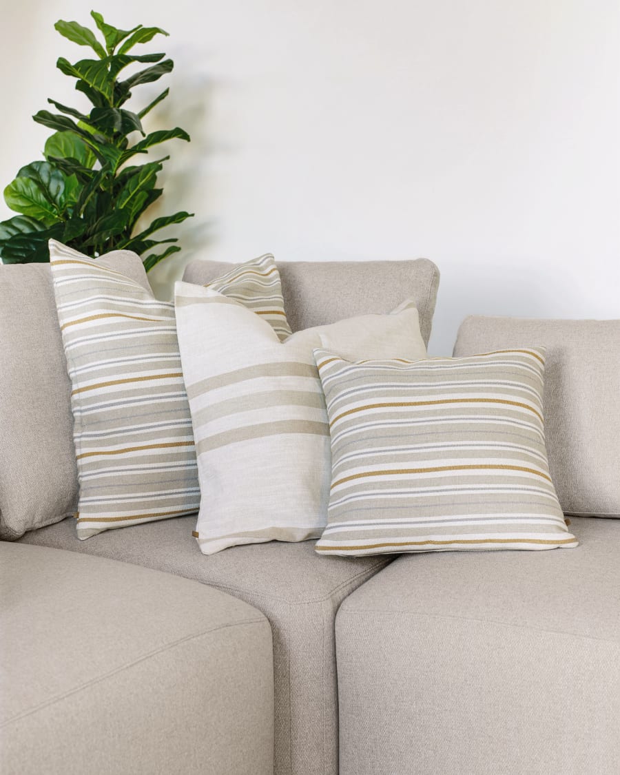 Sydelle cushion cover in white with beige stripes, 60 x 60 cm