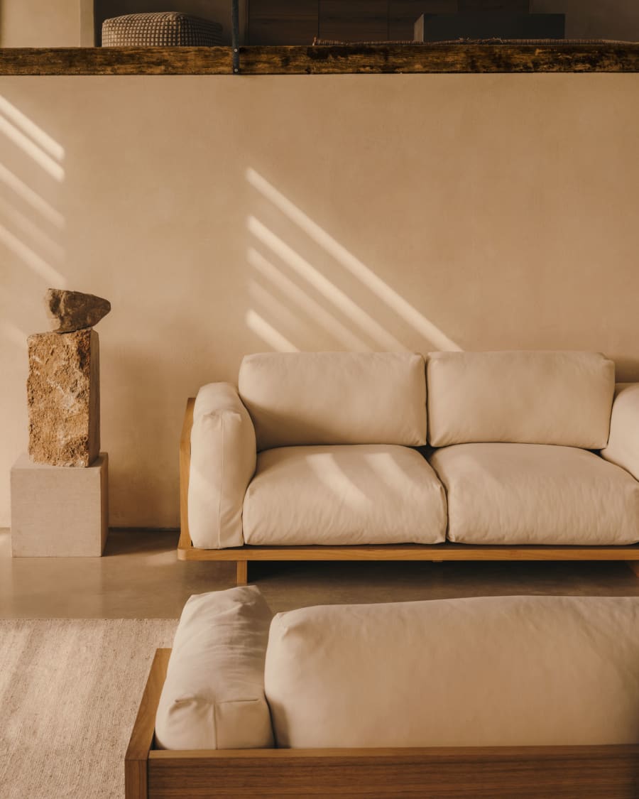 Oaq 3 seater sofa in beige, 225 cm FSC Mix Credit