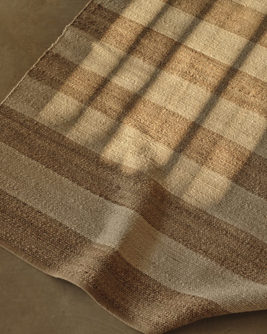 Rovira cotton and jute rug with stripes in natural and white, 160 x 230 cm