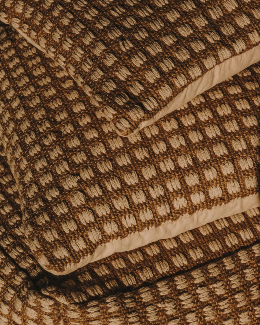 Iscle natural jute and white cotton cushion cover, 45 x 45 cm