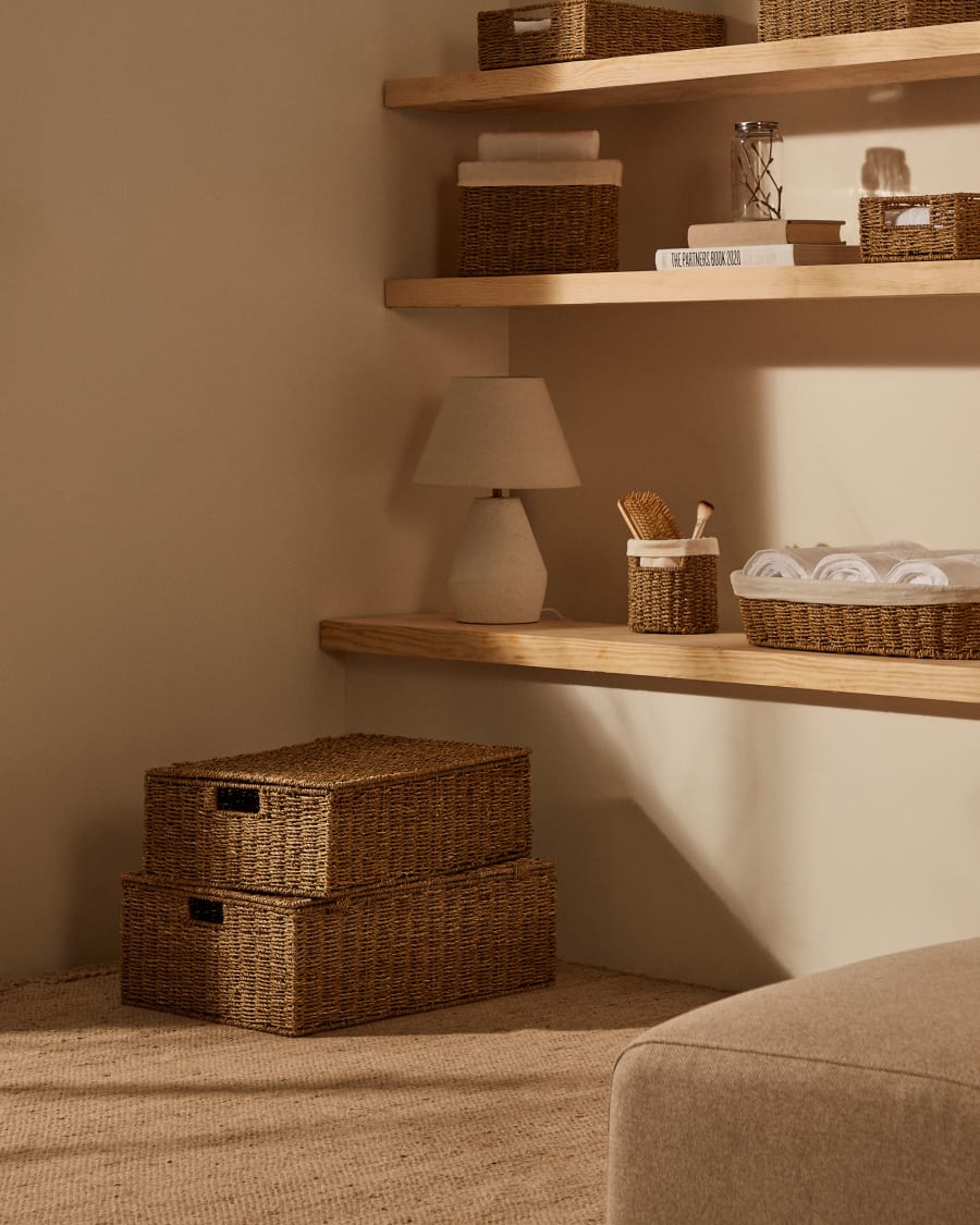 Tossa Set aus 2 Kisten mit Deckel aus Naturfasern 55 x 36 cm / 60 x 40 cm