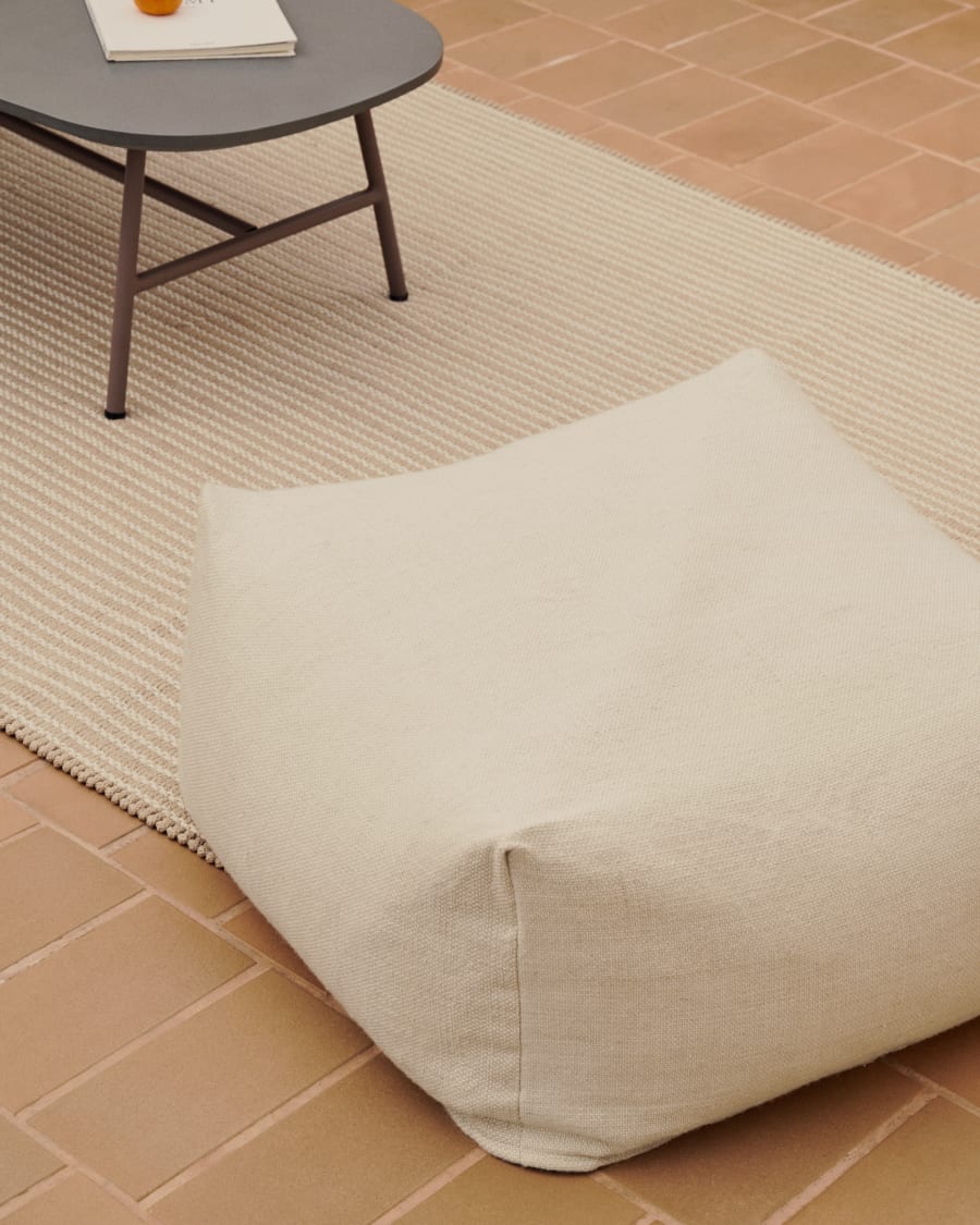 Vedell 100% PET pouffe in white, 60 x 60 cm