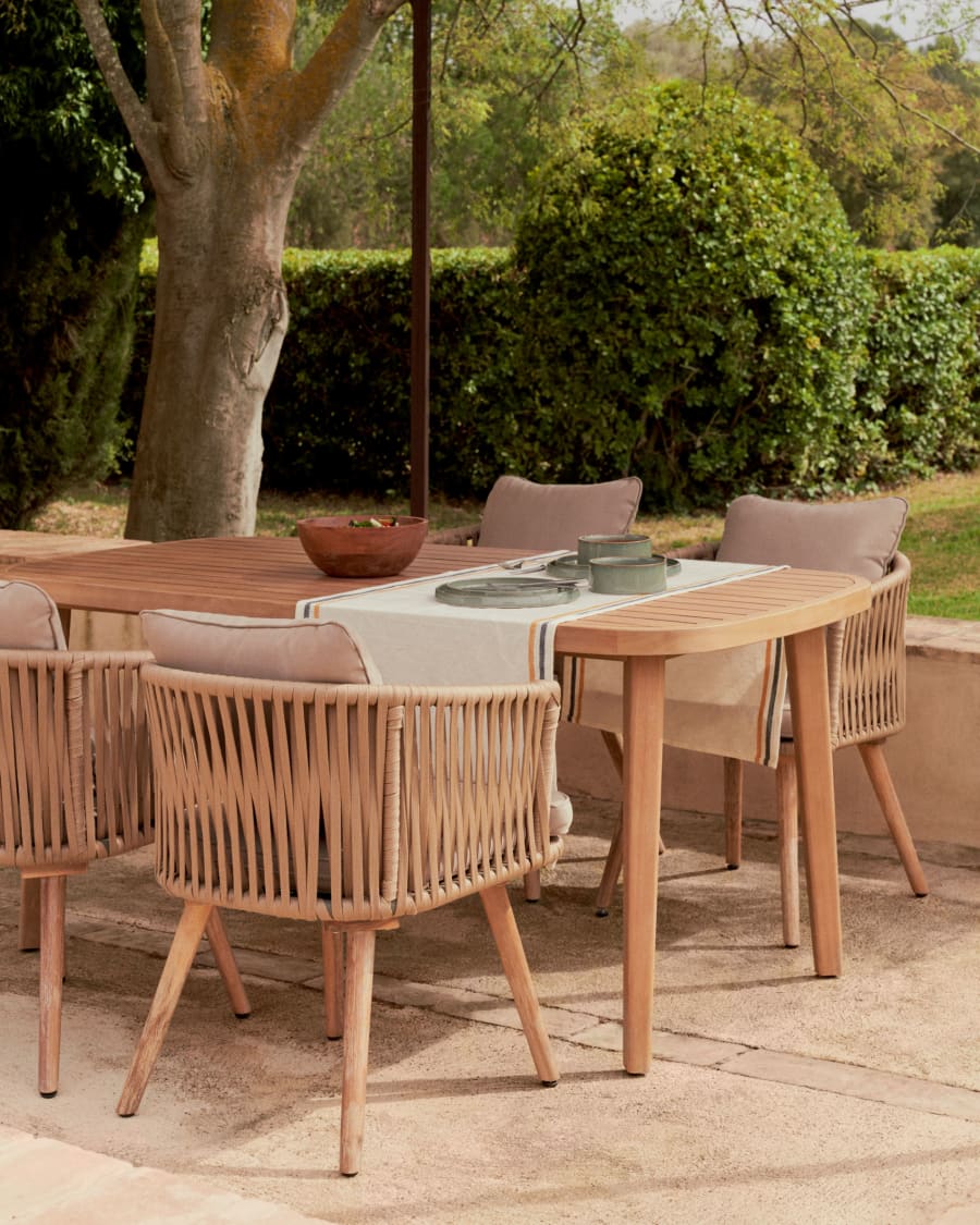 Hemlice chair in beige rope with solid acacia legs FSC 100%