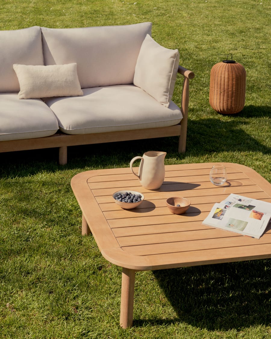 Sacova set, 5 seater corner sofa and coffee table made from solid eucalyptus wood