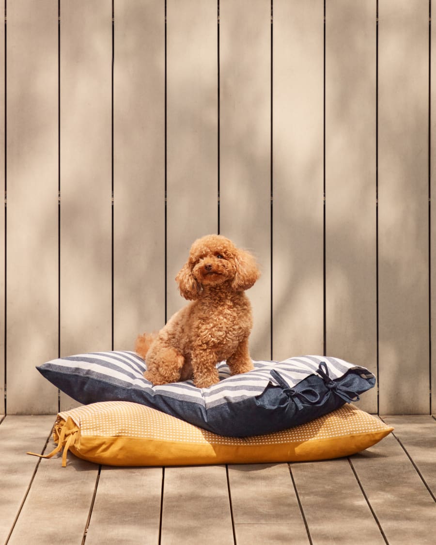Tabby combined stripes 100% cotton cushion in mustard and white, 40 x 60 cm