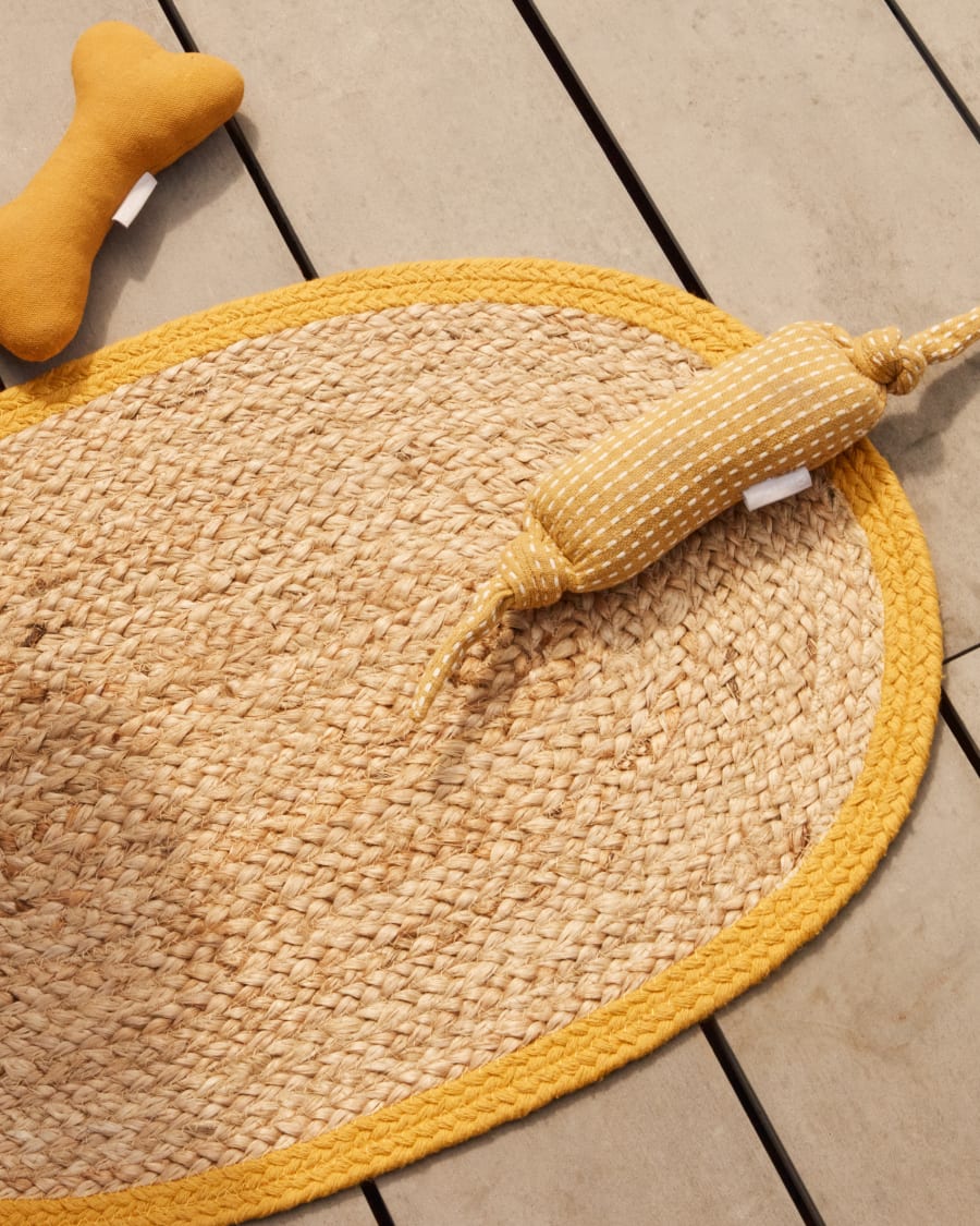 Trufa rug for pets in jute and mustard cotton, Ø 40 x 60 cm