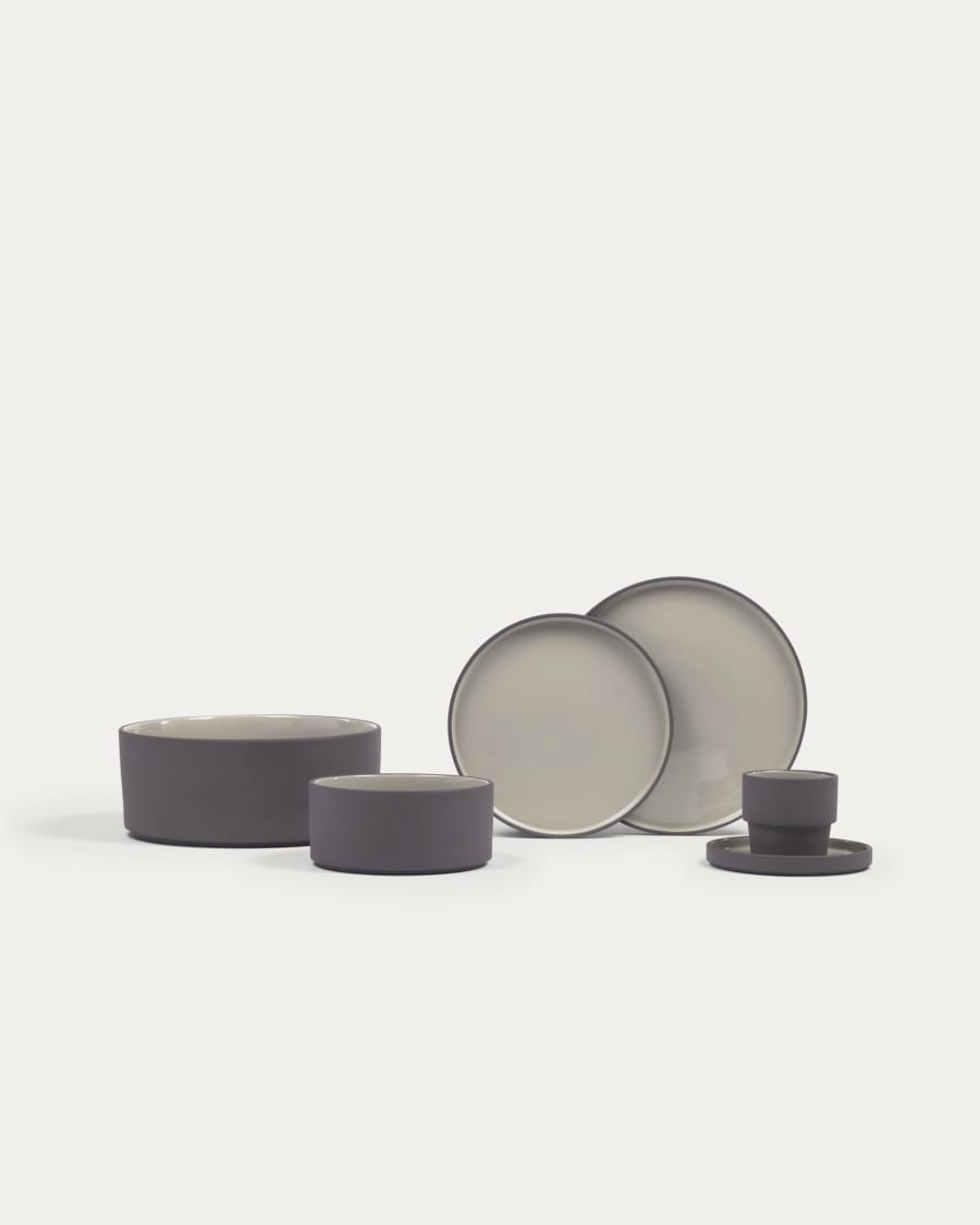 Thianela large porcelain bowl in grey