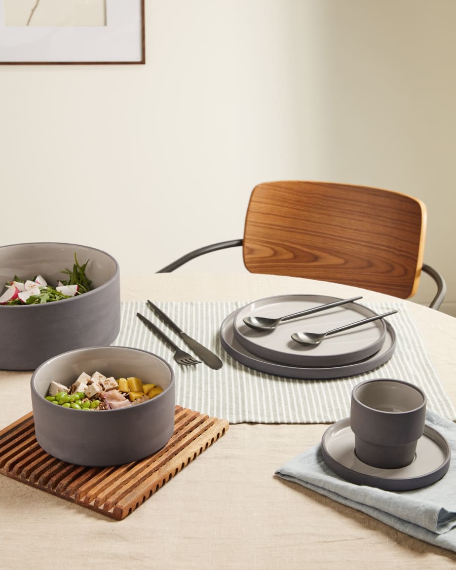 Thianela large porcelain bowl in grey