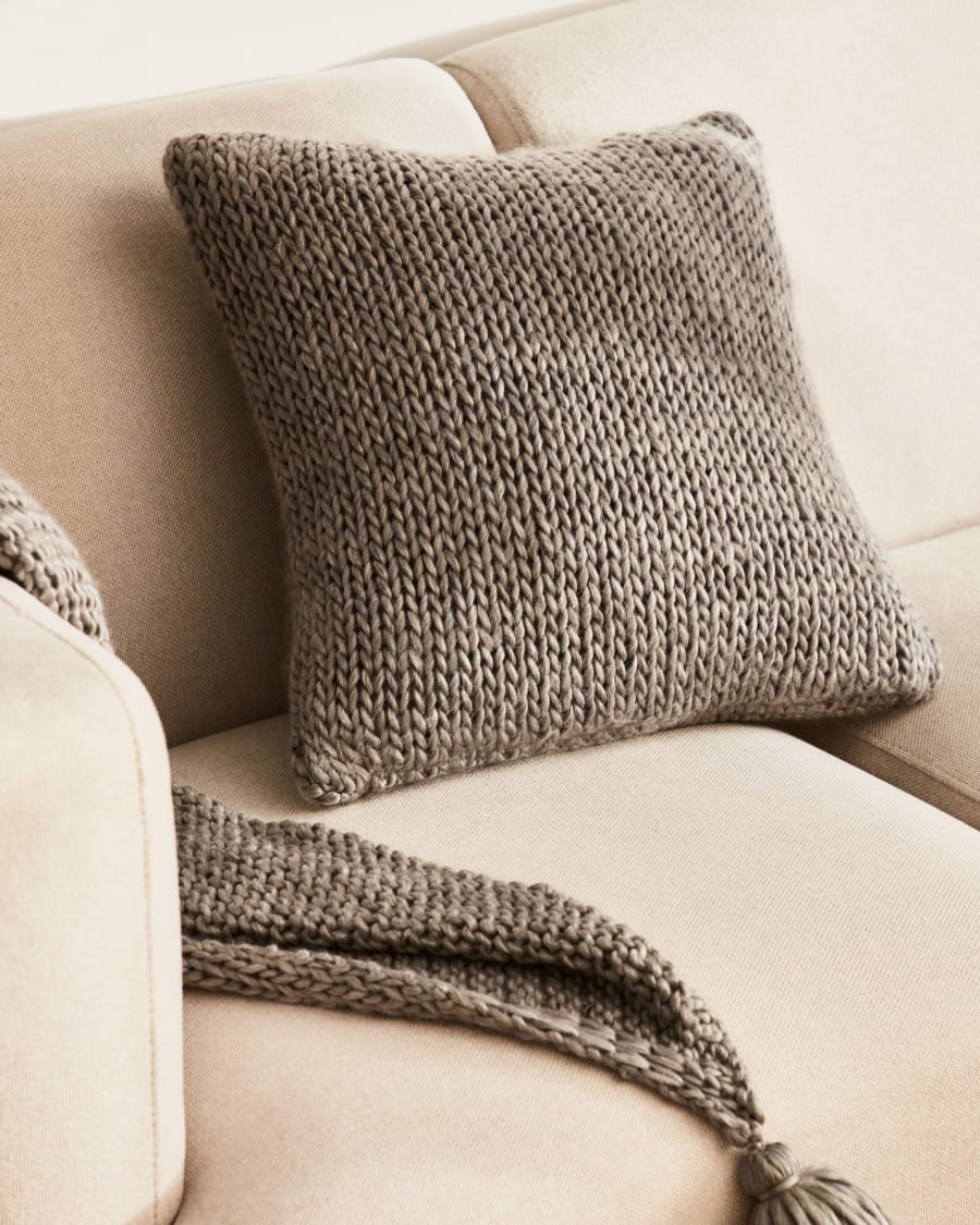 Jandra cushion cover in grey wool, 45 x 45 cm