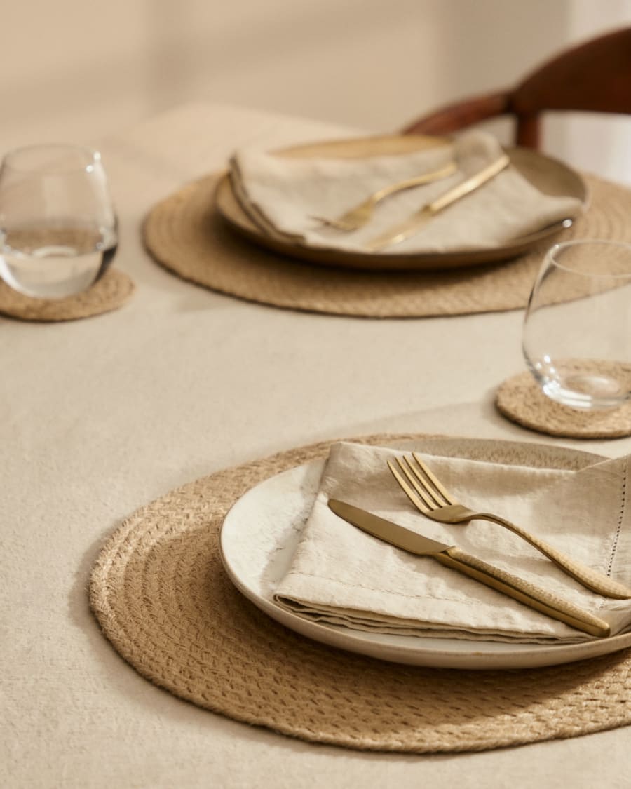 Venancia set of 2 round 100% jute coasters