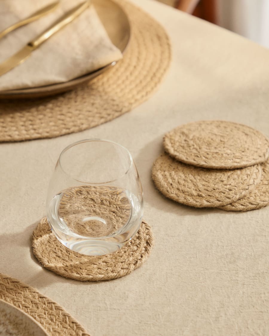 Venancia set of 4  round 100% jute coasters