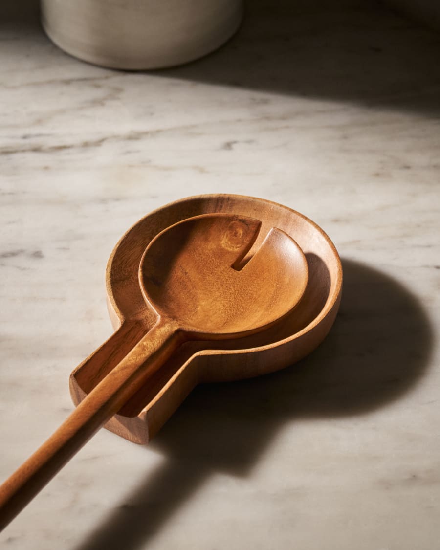 Ercilia set of 2 solid acacia wood kitchen utensils