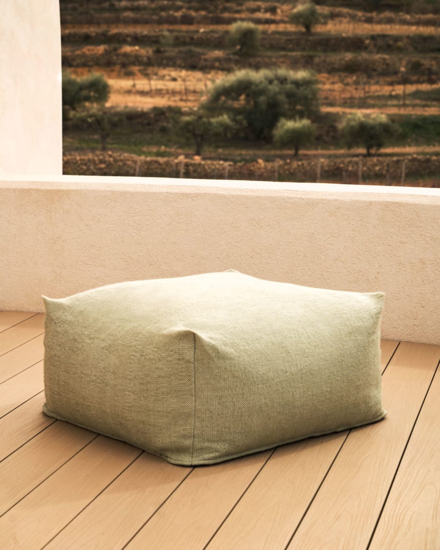 Vedell 100% PET pouffe in green, 60 x 60 cm