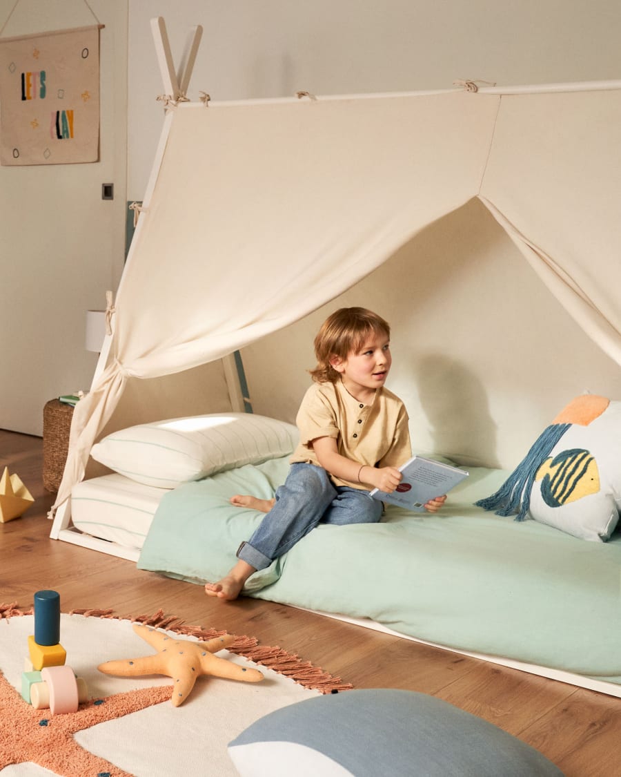 Maralis teepee bed made of solid beech wood with a white finish, for 90 x 190 cm mattresses