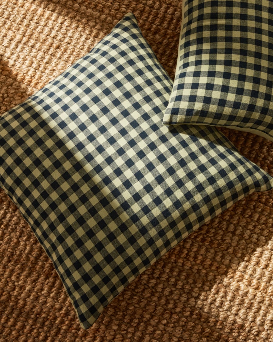 Yanil cushion cover 100% cotton green and blue squares 45 x 45 cm