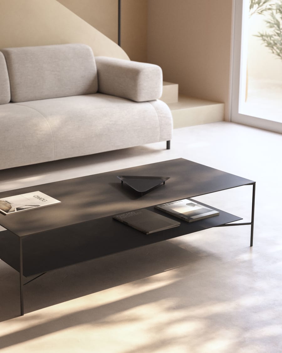 Saffi elongated metal tray black