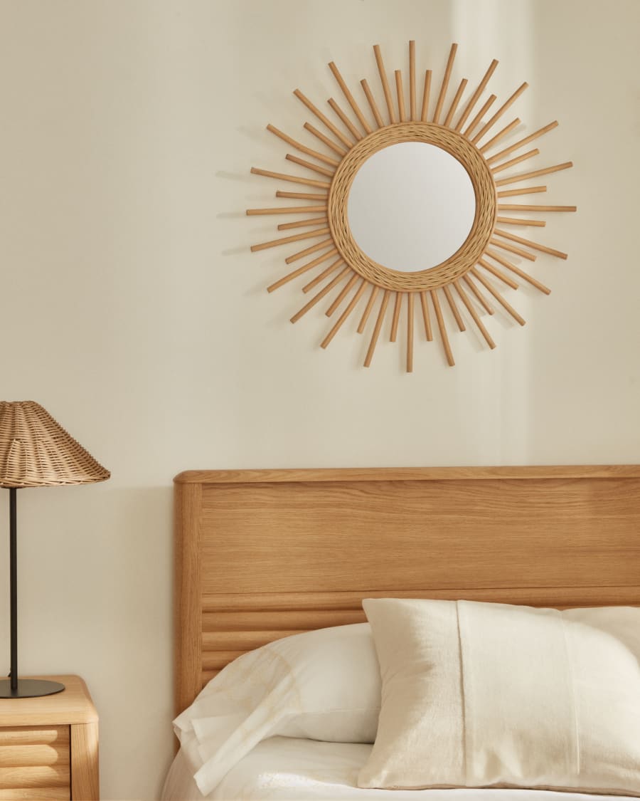Marelli natural rattan mirror, Ø 60 cm