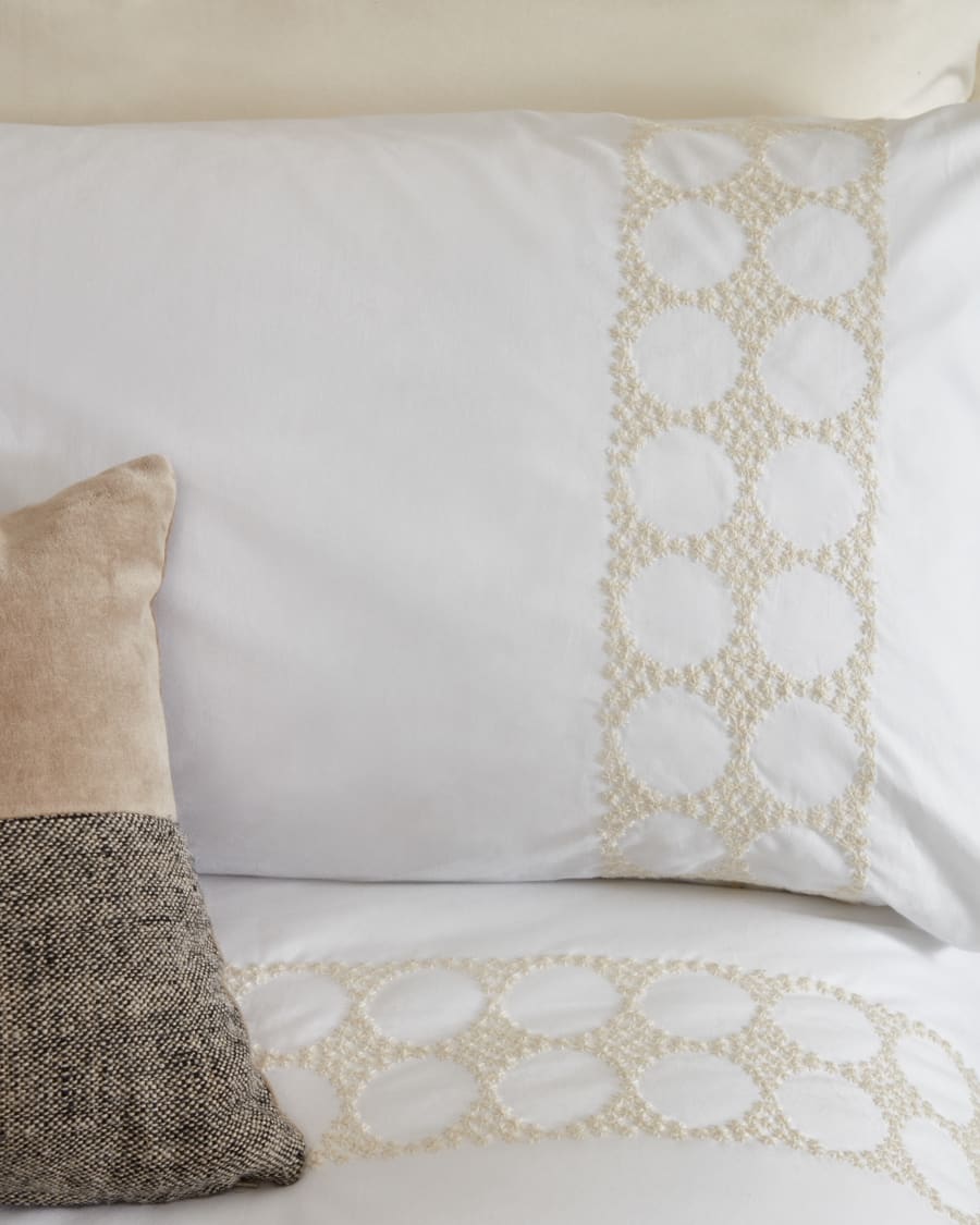 Set Teia copripiumino e federe in cotone percalle bianco con ricamo floreale 90x190 cm