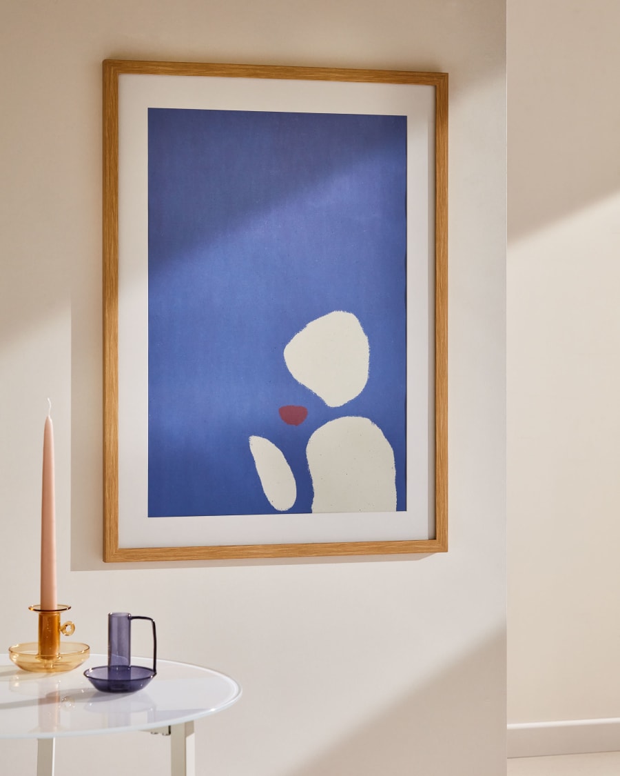 Allish painting with blue and white shapes, 50 x 70 cm