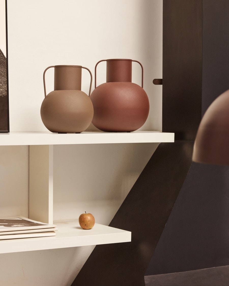 Μικρό μεταλλικό βάζο Yanela, καφέ, 26εκ