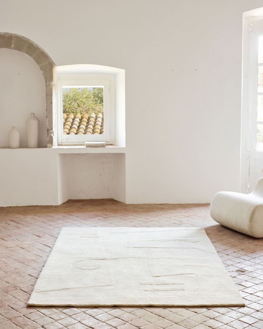 Enriqueta rug made from 100% white cotton, 160 x 230 cm