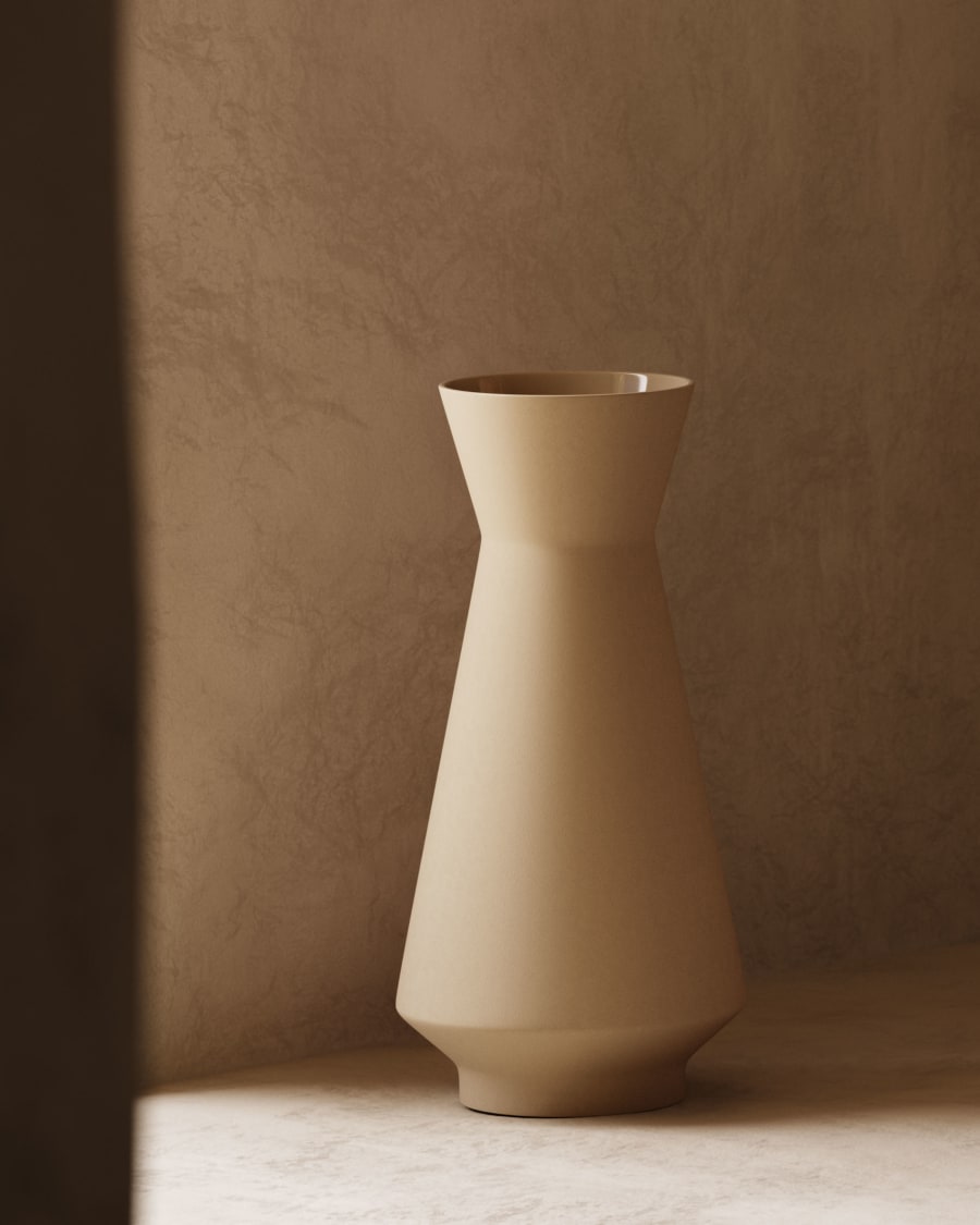 Monells ceramic vase in beige, 38 cm
