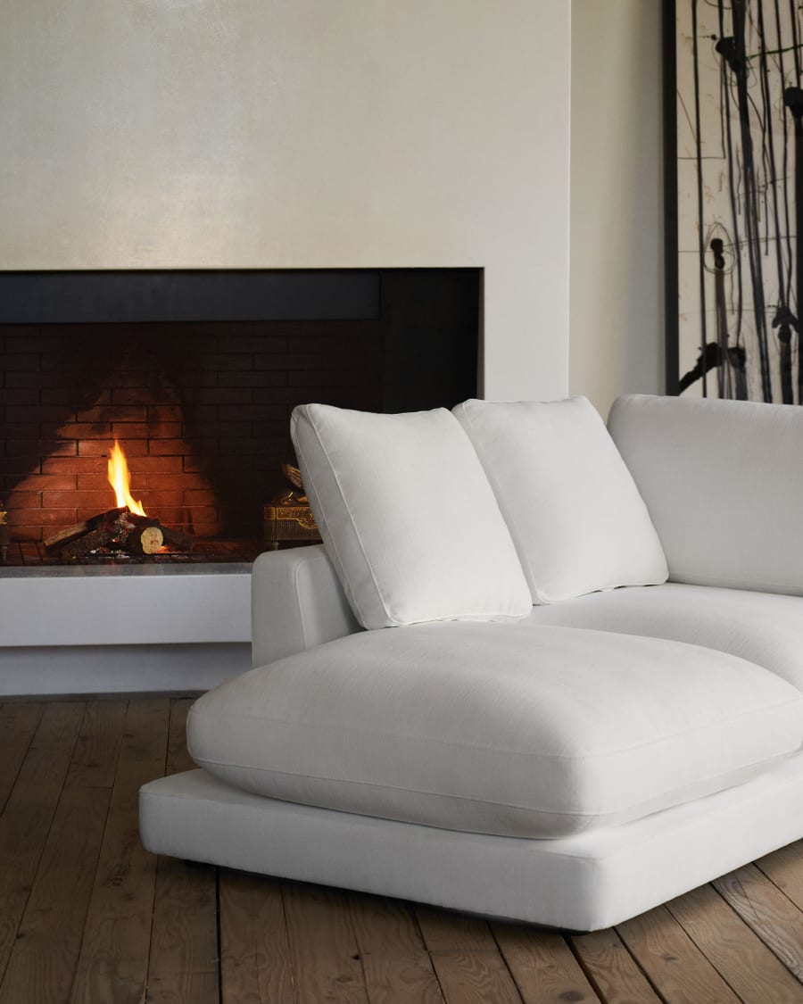 Gala 4 seater sofa with left side chaise longue in white, 300 cm