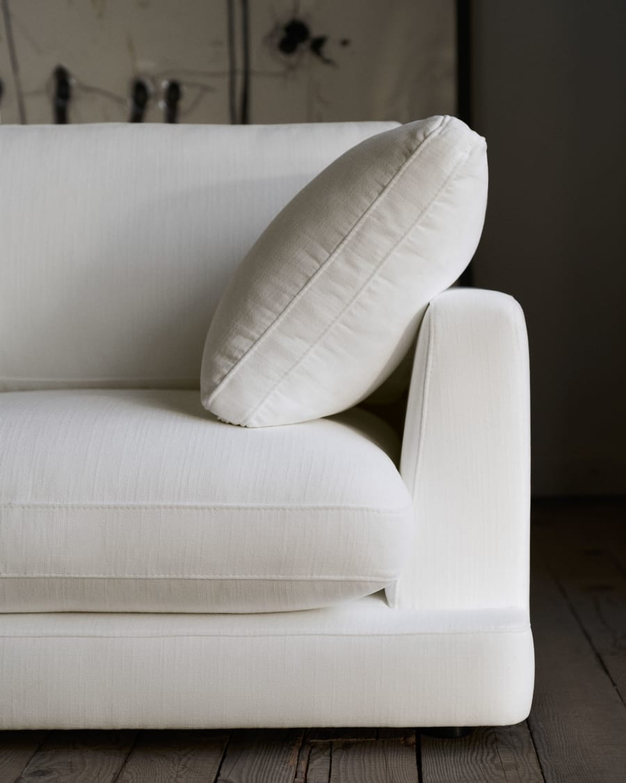 Gala 4 seater sofa with left side chaise longue in white, 300 cm