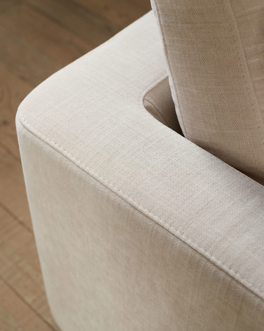 Gala 4 seater sofa with right side chaise longue in beige, 300 cm